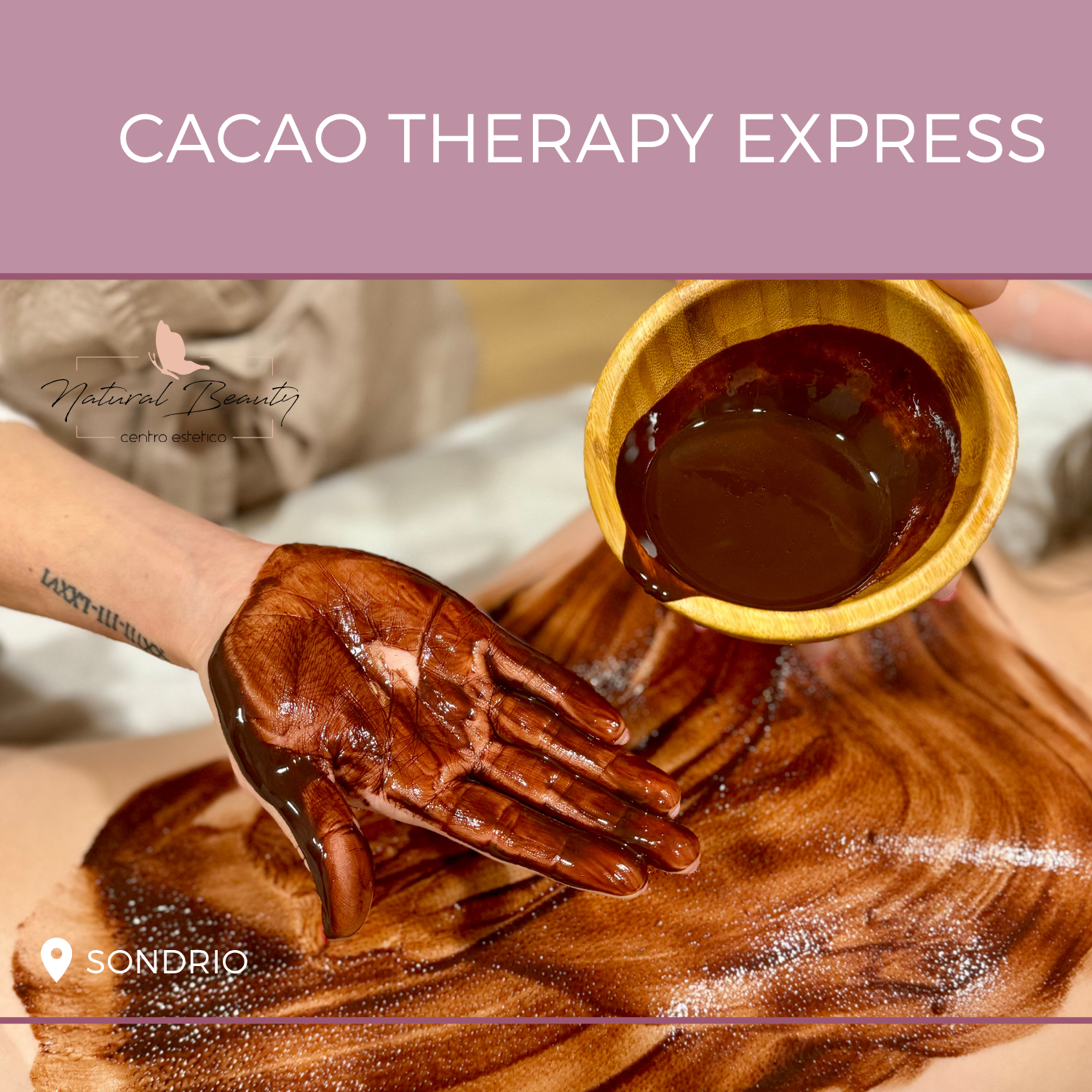 Massaggio corpo con olio al cioccolato e burro al cacao