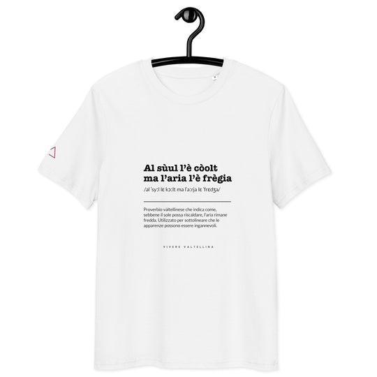 T-shirt bianca unisex con proverbio